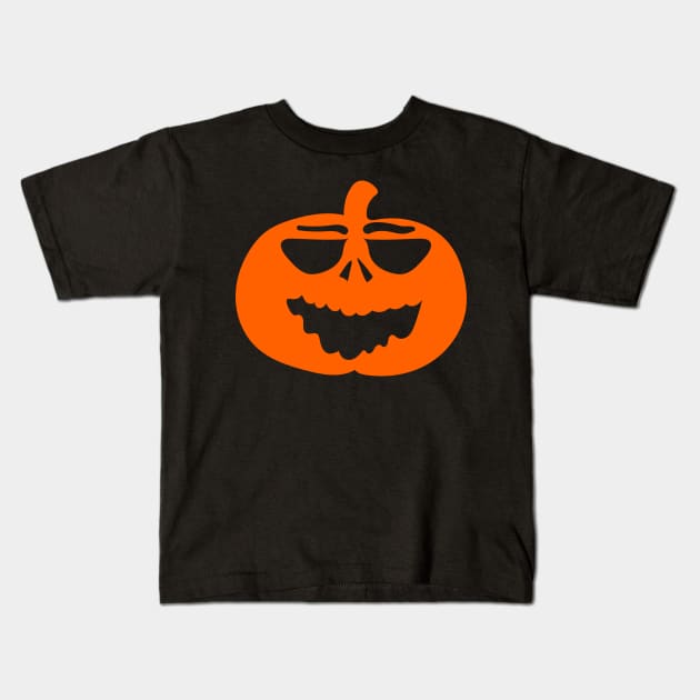 Halloween Funny Laughing Cartoon Pumpkin Face Kids T-Shirt by koolteas